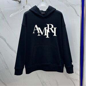 AMIRI Black Hoodie with White Logo